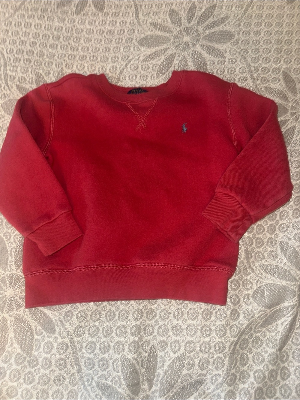Ralph Lauren Red Kids Crewneck Sweatshirt with Polo Pony